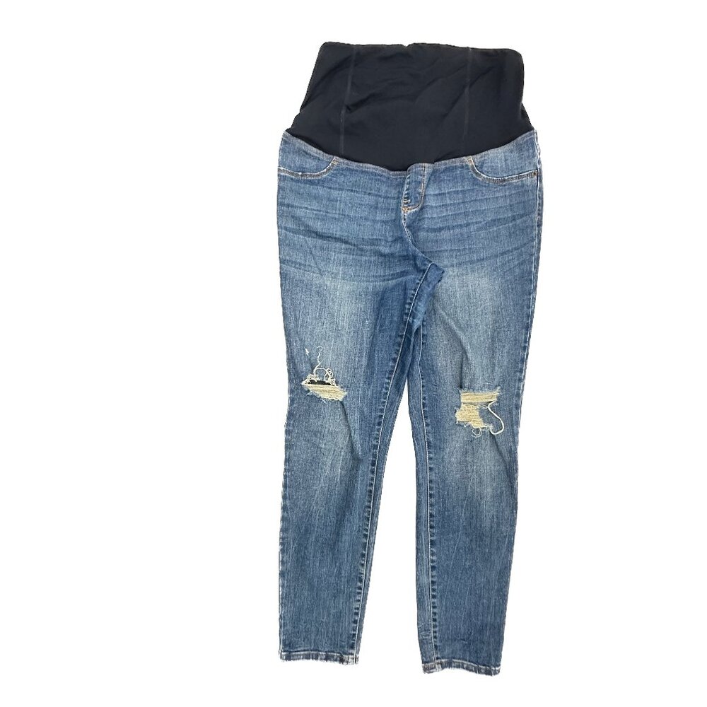 Isabel Maternity Skinny Distressed Women's size 12 Dark Wash Blue Denim Jeans